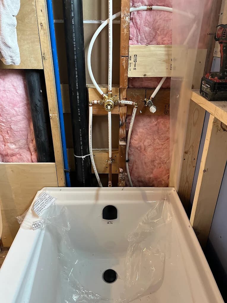 Tub rough-in, PEX & copper